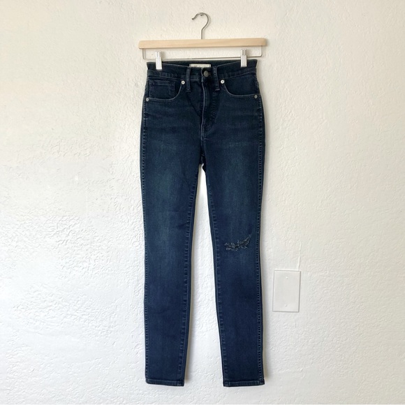 Madewell 10” High Rise Skinny Denim Jeans Distressed Knee Light Wash, Size 24 - Picture 2 of 6